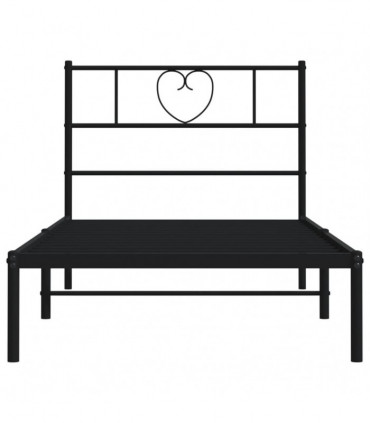 vidaXL Metal Bed Frame with Headboard Black 90x200 cm