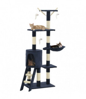 vidaXL Cat Tree with Sisal Scratching Posts 138 cm Dark Blue