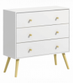 Chest of Drawers 3-Drawer Dresser Storage Organiser with Wood Legs, White
