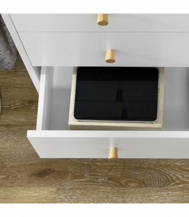 Chest of Drawers 3-Drawer Dresser Storage Organiser with Wood Legs, White