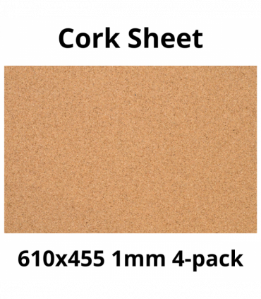 Cork Sheet - 610x455mm - 1mm - Décor and DIY - Pack of 4