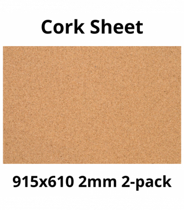Cork Sheet - 915x610mm - 2mm - Décor and DIY - Pack of 2