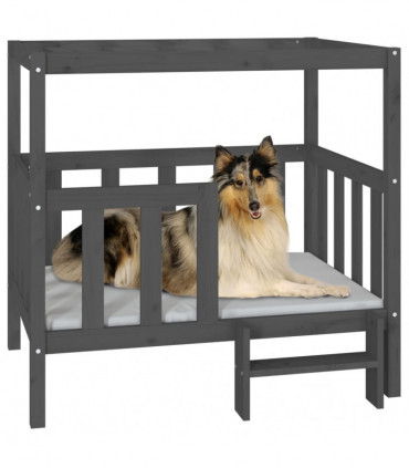Dog Bed Grey 105.5 x 83.5 x 100 cm Solid Wood Pine