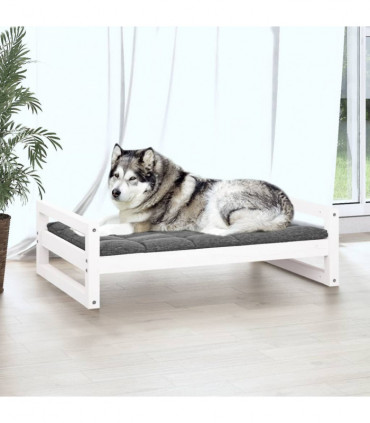 Dog Bed White 105.5x75.5x28 cm Solid Pine Wood