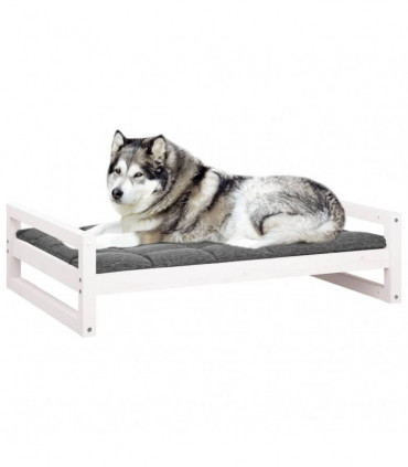 Dog Bed White 105.5x75.5x28 cm Solid Pine Wood