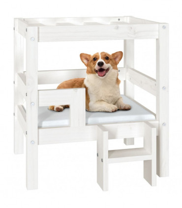 Dog Bed White 55.5x53.5x60 cm Solid Wood Pine