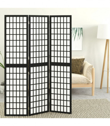 Folding 3-Panel Room Divider Japanese Style 120x170 cm Black
