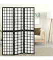 Folding 3-Panel Room Divider Japanese Style 120x170 cm Black
