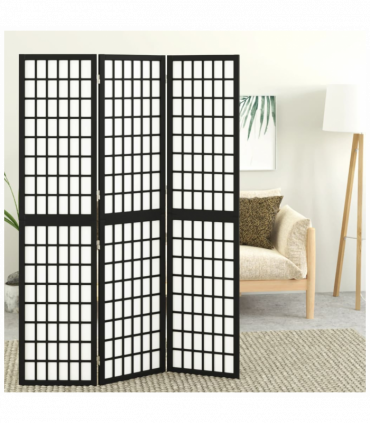 Folding 3-Panel Room Divider Japanese Style 120x170 cm Black