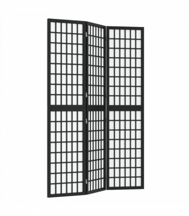Folding 3-Panel Room Divider Japanese Style 120x170 cm Black