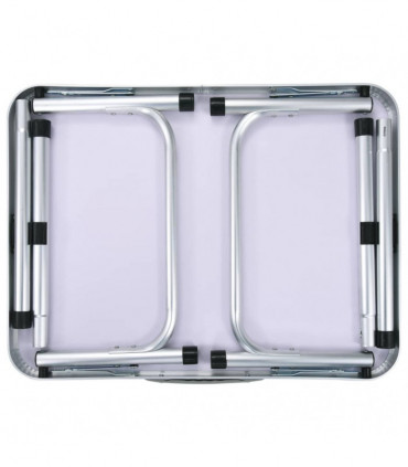 Folding Camping Table White Aluminium 60x45 cm