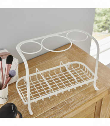 Freestanding Hair Dryer & Straighteners Holder Storage Stand Cable Tidy in Cream