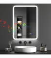 HOMCOM 500 x 700 mm Bluetooth Bathroom Mirror with LED Lights Wall Mounted