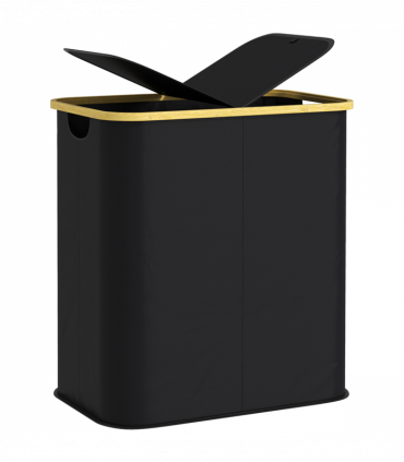 HOMCOM 80L Collapsible Laundry Hamper, Washing Basket for Bathroom, Black