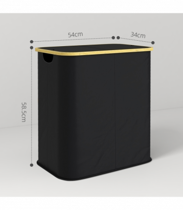 HOMCOM 80L Collapsible Laundry Hamper, Washing Basket for Bathroom, Black