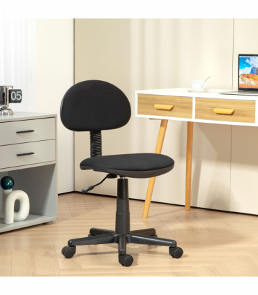 HOMCOM Armless Office Chair with Adjustable Height 360° Swivel Wheels Black