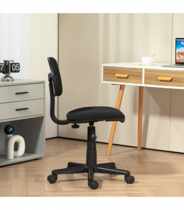 HOMCOM Armless Office Chair with Adjustable Height 360° Swivel Wheels Black