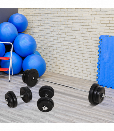 HOMCOM Dumbbells and Barbell Set with 65kg Adjustable Weights for Home Gym
