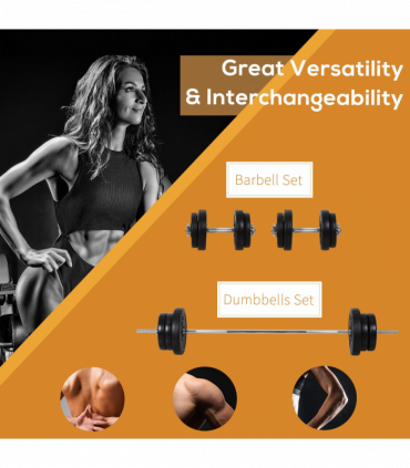 HOMCOM Dumbbells and Barbell Set with 65kg Adjustable Weights for Home Gym