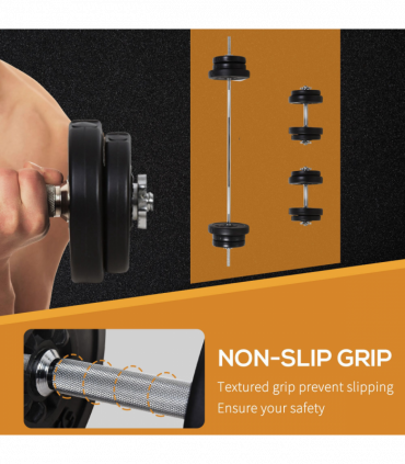 HOMCOM Dumbbells and Barbell Set with 65kg Adjustable Weights for Home Gym