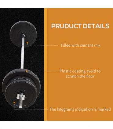 HOMCOM Dumbbells and Barbell Set with 65kg Adjustable Weights for Home Gym