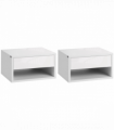HOMCOM Floating Bedside Table Set of 2 Wall Mounted Nightstand W/ Drawer White