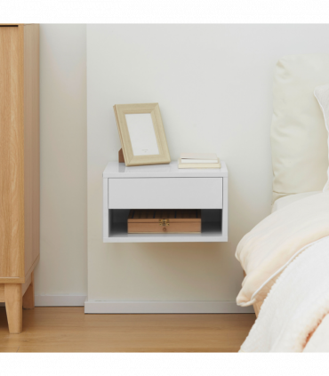 HOMCOM Floating Bedside Table Set of 2 Wall Mounted Nightstand W/ Drawer White