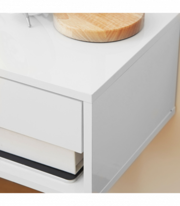 HOMCOM Floating Bedside Table Set of 2 Wall Mounted Nightstand W/ Drawer White