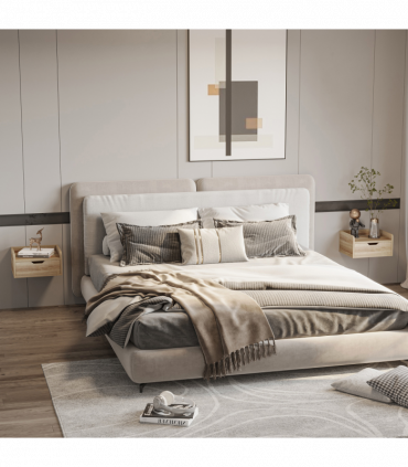 HOMCOM Floating Nightstand Set of 2, Wall Mounted Bedside Table with Drawer