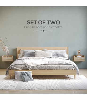 HOMCOM Floating Nightstand Set of 2, Wall Mounted Bedside Table with Drawer