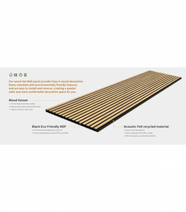Natural Oak Acoustic Wall Panels (2 Pack)
