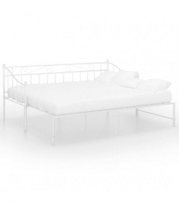 Pull-out Sofa Bed Frame White Metal 90x200 cm