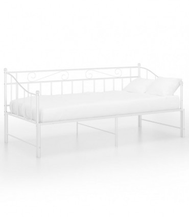 Pull-out Sofa Bed Frame White Metal 90x200 cm