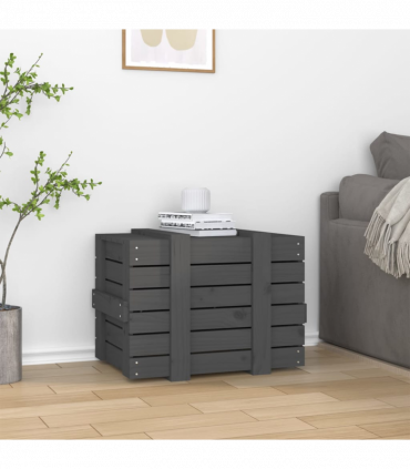 Storage Box Grey 58x40.5x42 cm Solid Wood Pine
