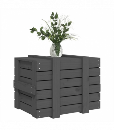 Storage Box Grey 58x40.5x42 cm Solid Wood Pine