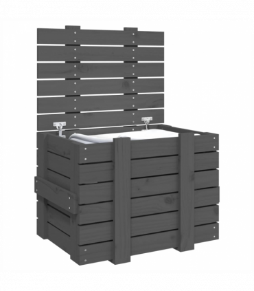 Storage Box Grey 58x40.5x42 cm Solid Wood Pine