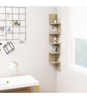 vidaXL Wall Corner Shelf Sonoma Oak 20x20x127.5 cm Engineered Wood