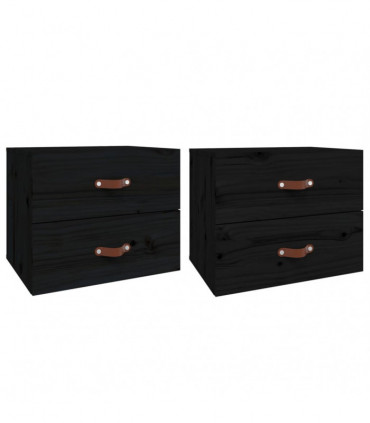 Wall-mounted Bedside Cabinets 2 pcs Black 50x36x40 cm