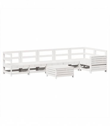 vidaXL 7 Piece Garden Sofa Set White Solid Wood Pine