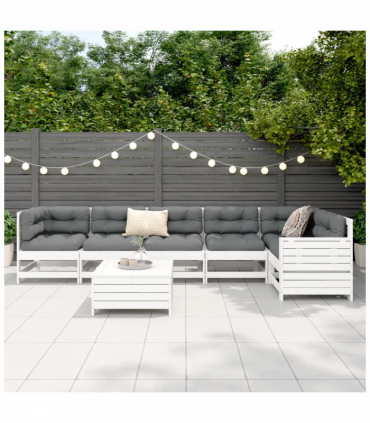 vidaXL 7 Piece Garden Sofa Set White Solid Wood Pine