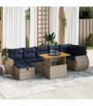 vidaXL 8 Piece Garden Sofa Set with Cushions Grey Poly Rattan Acacia