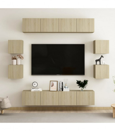 vidaXL 8 Piece TV Cabinet Set Sonoma Oak Engineered Wood