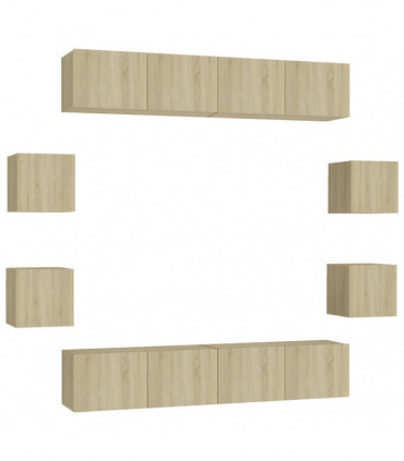 vidaXL 8 Piece TV Cabinet Set Sonoma Oak Engineered Wood