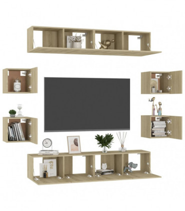 vidaXL 8 Piece TV Cabinet Set Sonoma Oak Engineered Wood