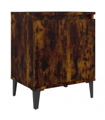 vidaXL Bed Cabinet with Metal Legs Smoked Oak 40x30x50 cm
