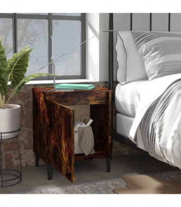 vidaXL Bed Cabinet with Metal Legs Smoked Oak 40x30x50 cm