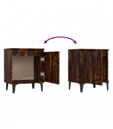 vidaXL Bed Cabinet with Metal Legs Smoked Oak 40x30x50 cm