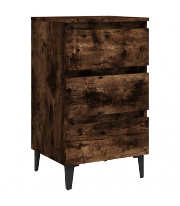 vidaXL Bed Cabinet with Metal Legs Smoked Oak 40x35x69 cm