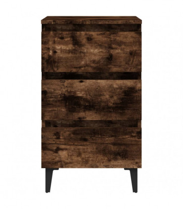 vidaXL Bed Cabinet with Metal Legs Smoked Oak 40x35x69 cm