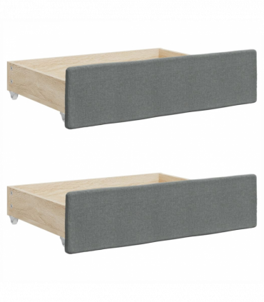 vidaXL Bed Drawers 2 pcs Dark Grey Engineered Wood and Fabric